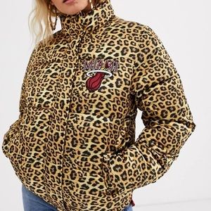 Miami heat cheetah print puffer coat